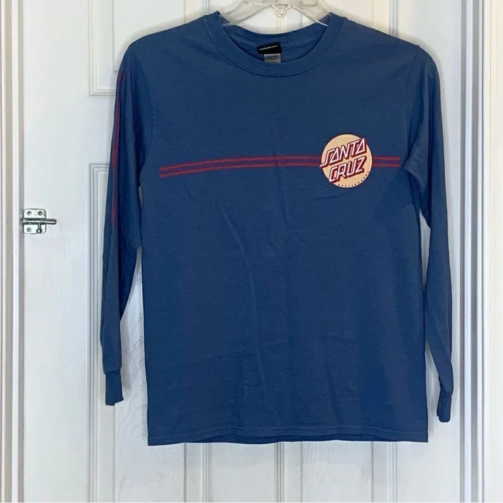 Santa Cruz Skateboards Blue Long Sleeve Front Back Print Size Small